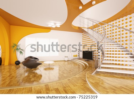 Room Designer on Modern Interior Design Of Living Room With Staircase 3d Render   Stock