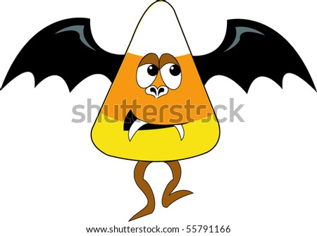 Cartoon candy corn Halloween bat