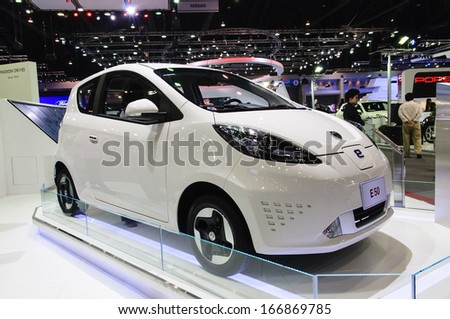 NONTHABURI, THAILAND - DECEMBER 6: The MG E50 - Electric Vehicle Technology is on display at the 30th Thailand International Motor Expo 2013 on December 6, 2013 in Nonthaburi, Thailand.