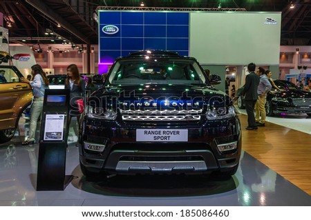 NONTHABURI, THAILAND - MARCH 31: The Range Rover Sport is on display at the 35th Bangkok International Motor Show 2014 on March 31, 2014 in Nonthaburi, Thailand.