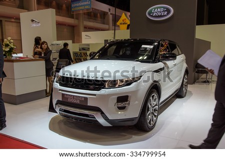 NONTHABURI, THAILAND - MARCH 30: The Land Rover Range Rover Evoque is on display at the 36th Bangkok International Motor Show 2015 on March 30, 2015 in Nonthaburi, Thailand.