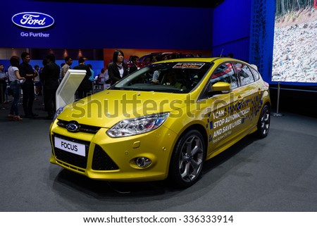 NONTHABURI, THAILAND - MARCH 30: The Ford Focus is on display at the 36th Bangkok International Motor Show 2015 on March 30, 2015 in Nonthaburi, Thailand.