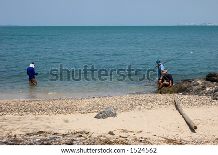 Three people fishing Location: Pattaya, Thailand