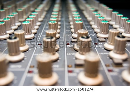 closeup of a studio mixer