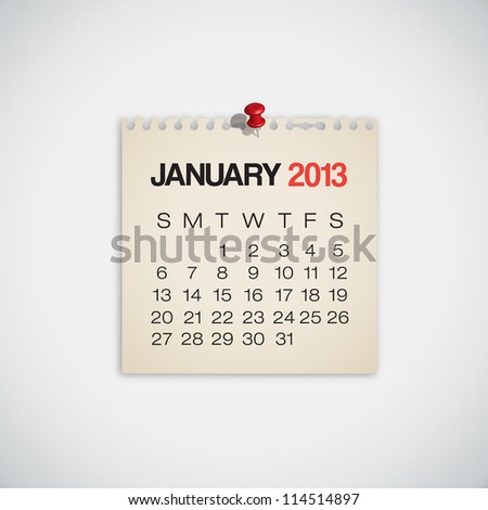 2013 Calendar January Old Torn Paper Vector 2013 Calendar January Old Torn Paper Vector