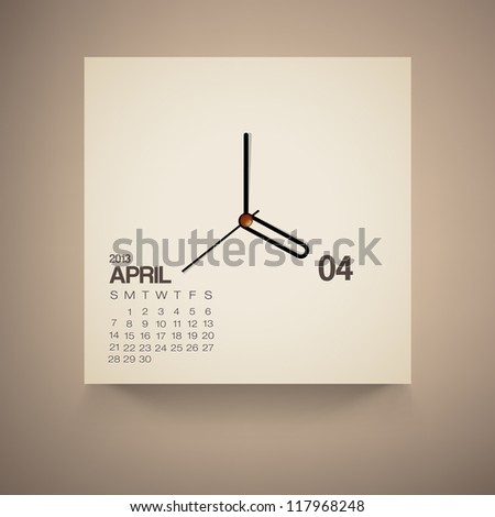 2013 Calendar April Clock Design Vector 2013 Calendar April Clock Design Vector
