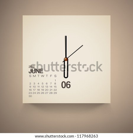 2013 Calendar June Clock Design Vector 2013 Calendar June Clock Design Vector