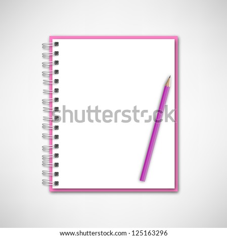 Pink Notebook and Pencil Vector Pink Notebook and Pencil Vector