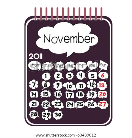 2011 Calendar November. stock vector : 2011 Calendar