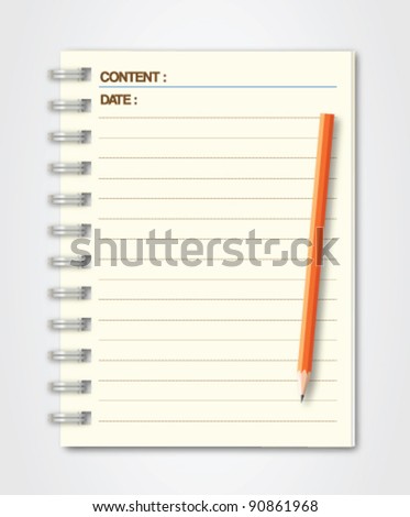 Notebook Page with Pencil Vector Notebook Page with Pencil Vector