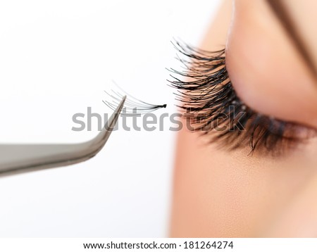 Woman eye with  long eyelashes. Eyelash extension