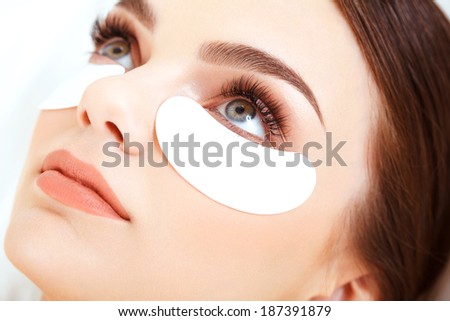 Cosmetic Treatment Woman Eye with Long Eyelashes Eyelash Extension Cosmetic Treatment Woman Eye with Long Eyelashes Eyelash Extension