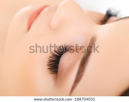 Woman Eye with Long Eyelashes. Eyelash Extension