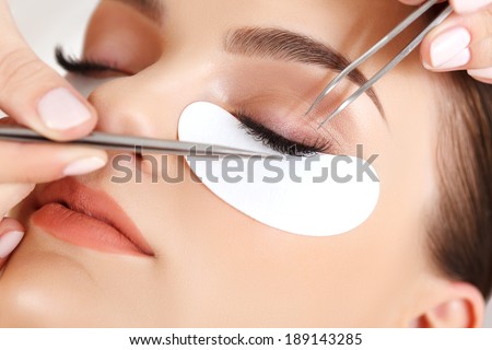 Woman Eye with Long Eyelashes. Eyelash Extension