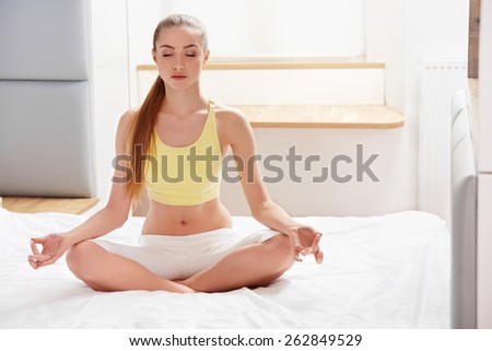Yoga Woman. Young Lady Practicing Morning Meditation