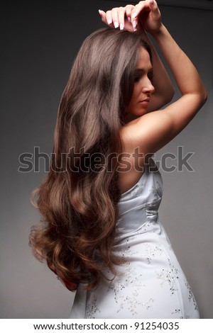 Beautiful woman with straight long hair