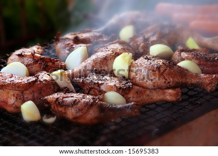the grill from legs of the chicken