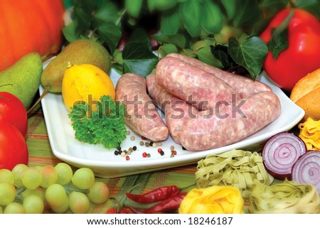 the white raw sausage