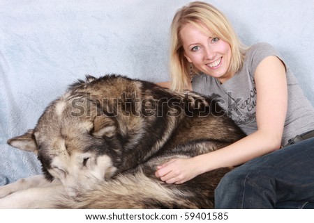 Big dog and the woman