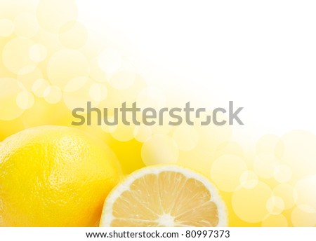 Beautiful Lemons border isolated on white background