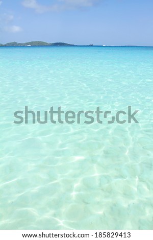 View of clear waters in the tropical ocean, waves