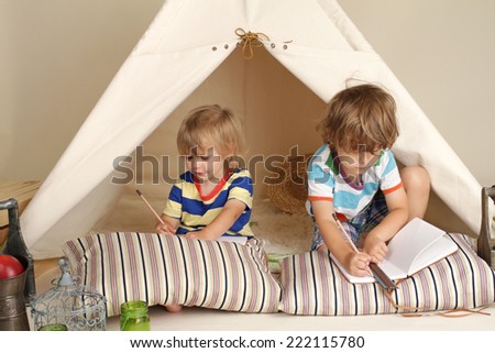 Child learning and education during indoor play: teepee tent