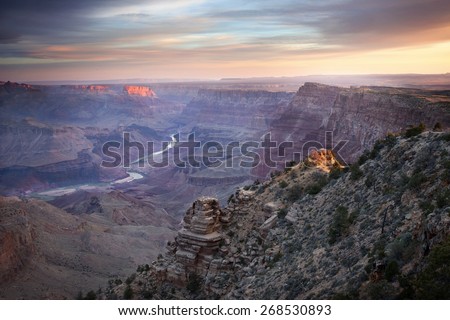 Sunrise view of the Colorado River from the historic \