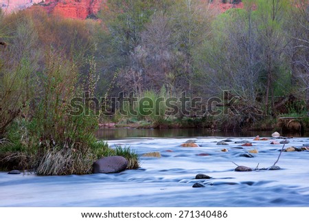 River detail at the foot hill of the famous Castle Rock Arizona, AZ, an American landmark