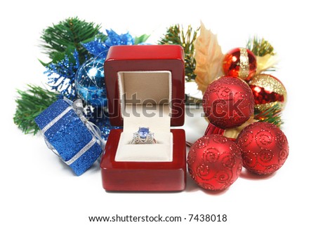 Marriage proposal on winter holidays, present, surprise, New year\'s night or christmas gift