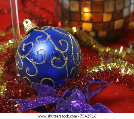 Winter holiday arrangements and ornaments isolated over white. Suitable for Christmas and New Year\'s themed designs