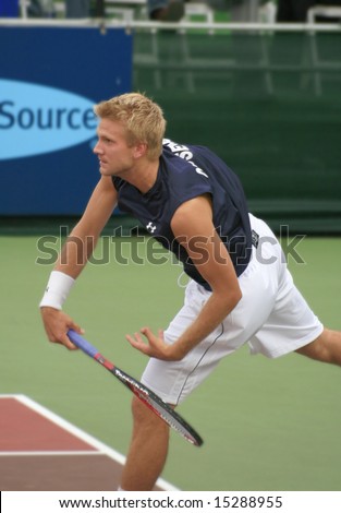 WASHINGTON, D.C., JULY 23: Scott Oudsema, a US Pro tennis player at a World Team tennis event, playing for the Washington Kastles team on July 23, 2008 in the capital