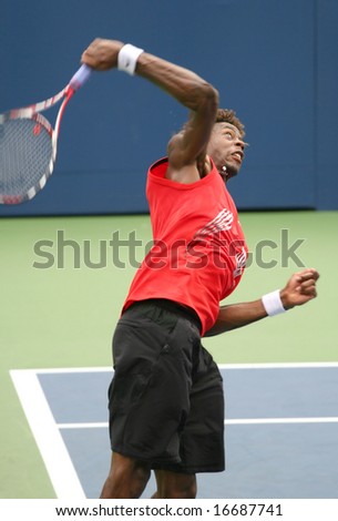August 25, 2008 - US Open, New York: Gael Monfils of France serving at the 2008 US Open during a first round match against Pablo Cuevas of Uruguay