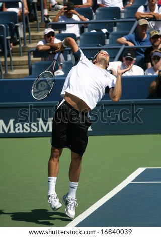 August 25, 2008 - US Open, New York: Tommy Haas of Germany serving at the 2008 US Open during a first round match