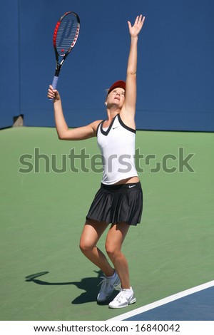 August 25, 2008 - US Open, New York:Daniela Hantuchova, a pro player from Slovakia, serving at the 2008 US Open