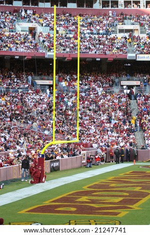 Washington DC - October 19: VIew of the Redskins End zone at the Fedex Field in Washington DC on October 19 when Redskins defeated Cleveland Browns 14-11