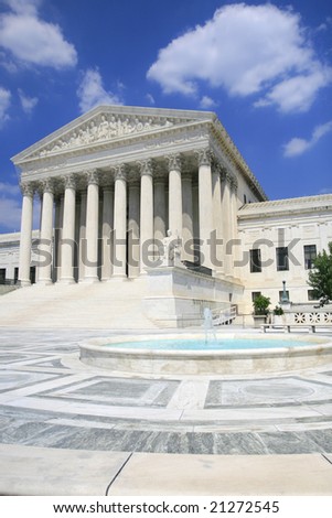 View of the US Supreme Court in Washington DC on a clear day  (polarizing filter)