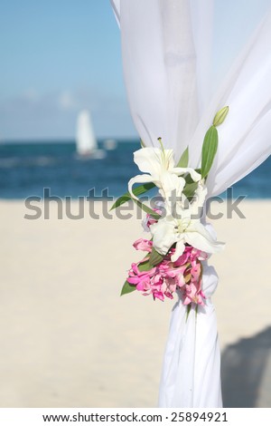 stock photo Beautiful wedding gazebo set up for a beach