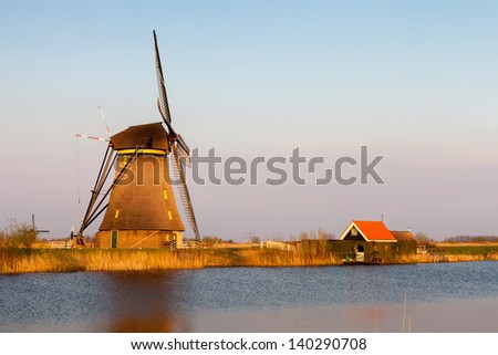 Windmill near Kinderdijk, South Holland, Netherlands