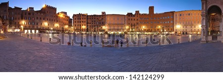 SIENA, ITALY - JULY 30: View on Piazza del Campo, the principal public space of the historic center of Siena on July 30, 2012. It is renowned worldwide for its beauty and architectural integrity.