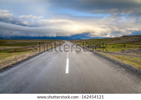 Road to small town Egilsstadir, East Iceland