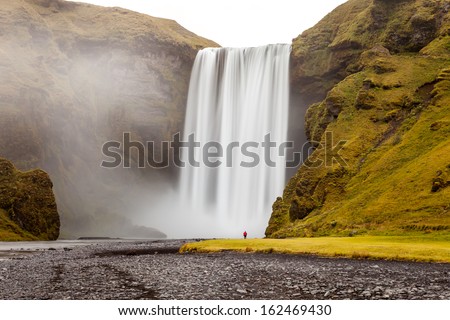 Skogafoss waterfall under MÃ?Â½rdalsjÃ?Â¶kull glacier, South Iceland