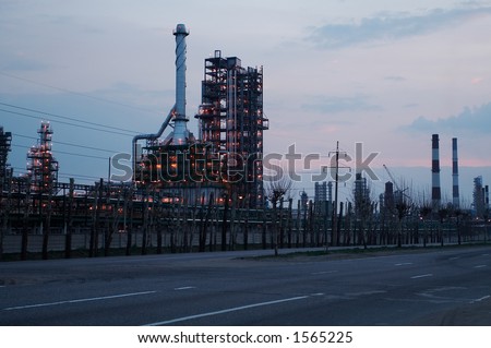 Petroleum chemical plant at night
