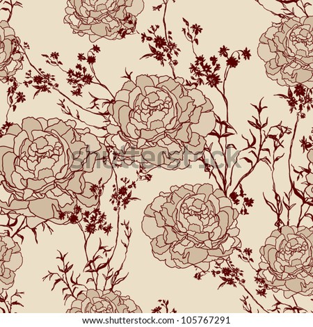 Floral Seamless Pattern, Endless Texture With Flowers In Vintage ...