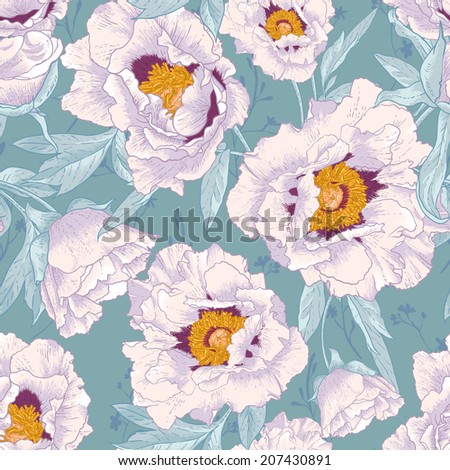 Beautiful tropical seamless vintage flower background