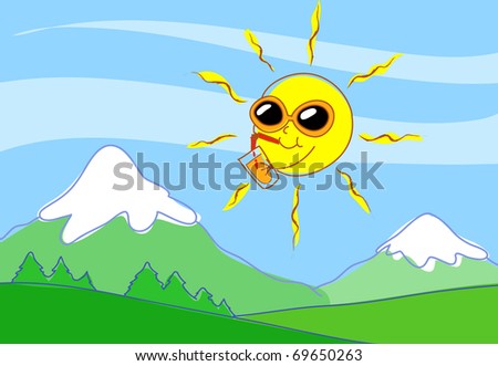 cartoon images of mountains. stock photo : Happy cartoon