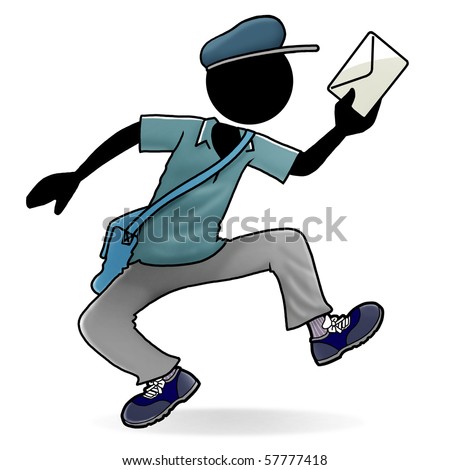 cartoon images of people at work. stock photo : Cartoon action icon of people at work - postman.