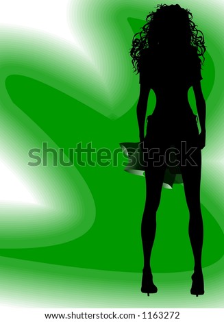 Nice Female Silhouette on Green Wind