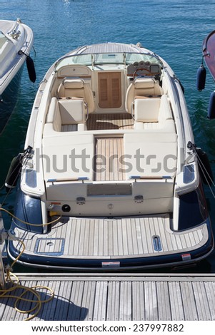 parked motor boat