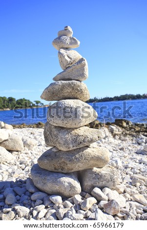 balancing rocks by the sea