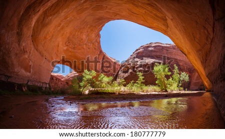 Double water arches within Glen Canyon National Recreation Area in southern Utah.